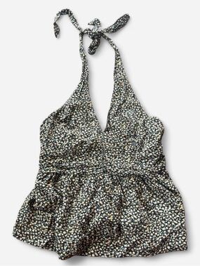 American Eagle Outfitters Black Floral Halter Tank Top